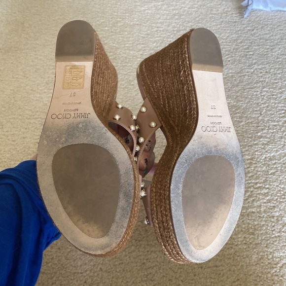 Jimmy Choo Wedge Sandal Taupe Espadrille size 37 - Picture 3 of 7